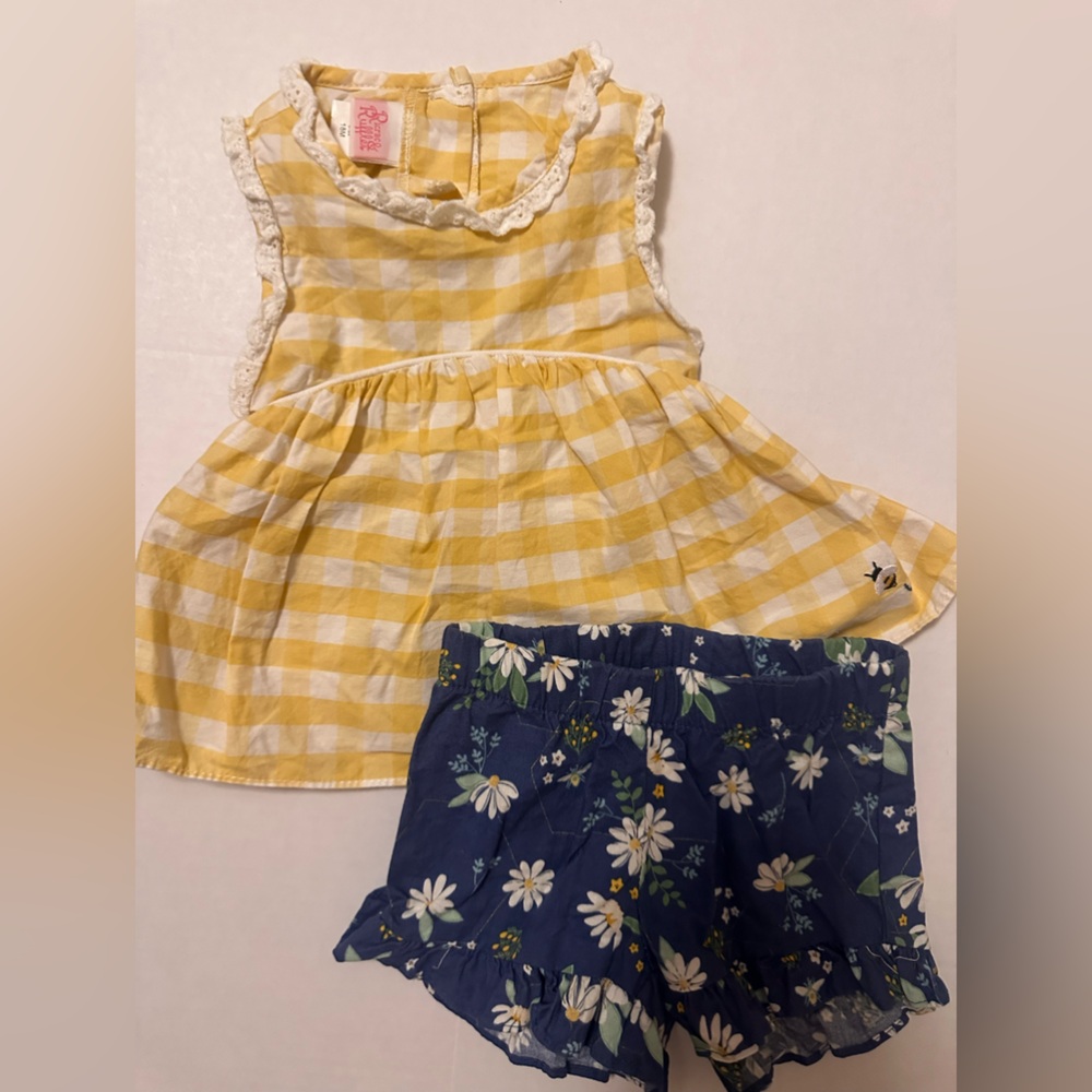 Ricrac & Ruffles Yellow Gigham Bumble Bee Set